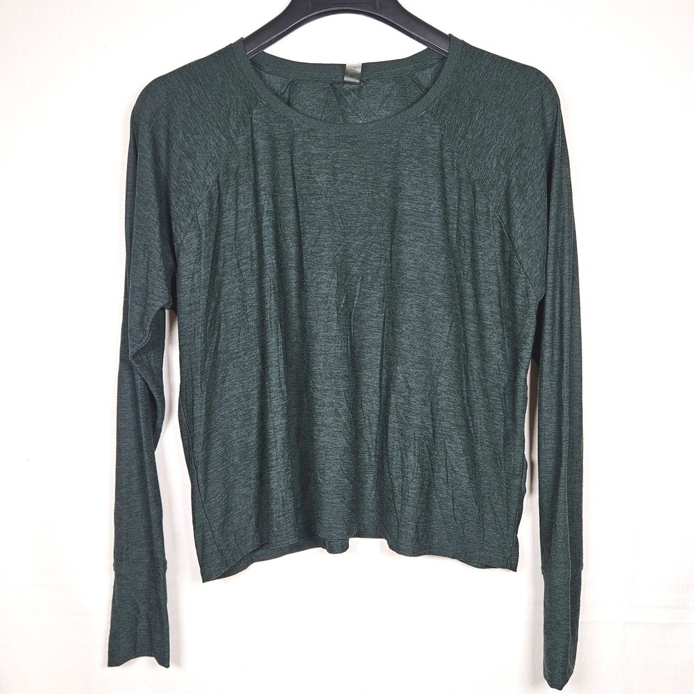 Beyond Yoga Featherweight Spacedye Heathered Green Long Sleeve Top M Made in USA